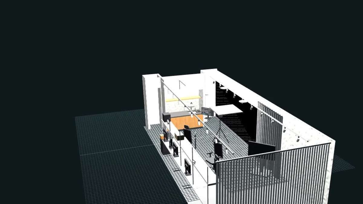 The office cell as one asset with its collision boxes in our asset viewer